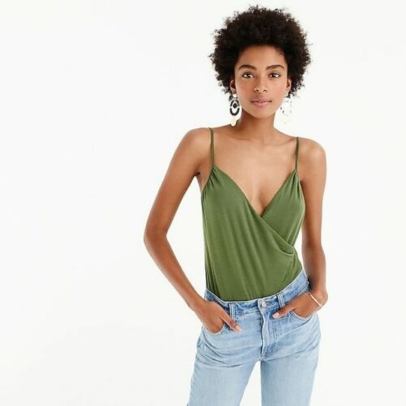 J. Crew Tops - (SOLD) J.Crew Drapey Wrap Front Cami Bodysuit XL Green